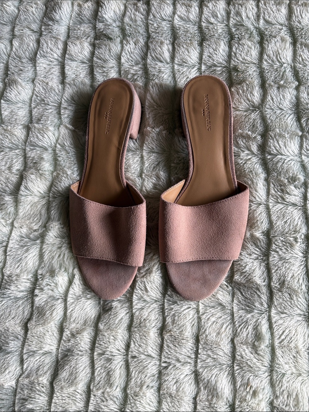Banana Republic Blush Suede Slide Mules